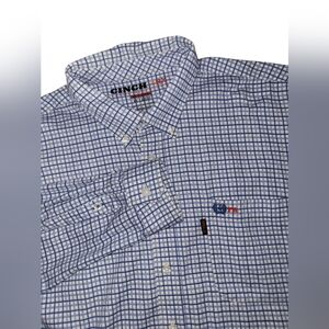 Cinch WRX FR Shirt Mens XXL Flame Resistant HRC-2 Button Down Work Blue Check